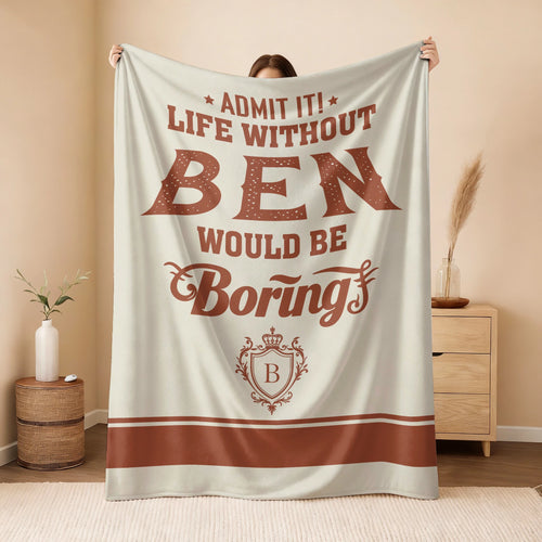 Life Without Your Name Would Be Boring Cream Terracotta Blanket BEN 13K1 BK24
