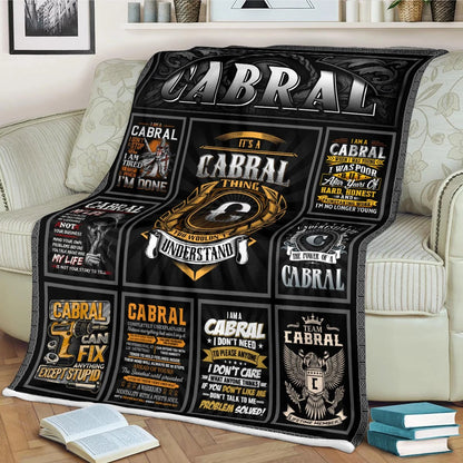 CABRAL Personalized Blanket | Custom Name Cozy Throw Gift 13K5-BK2