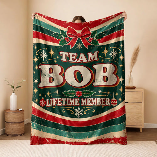 Team Your Name Lifetime Member Christmas Fleece Blanket BOB 13K1 BK52