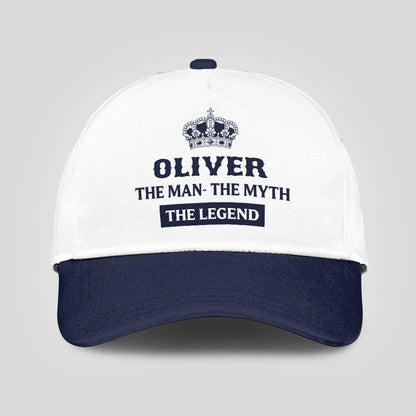 The Man The Myth The Legend King Crown Blue And White Cap OLIVER 13K1 C147PF