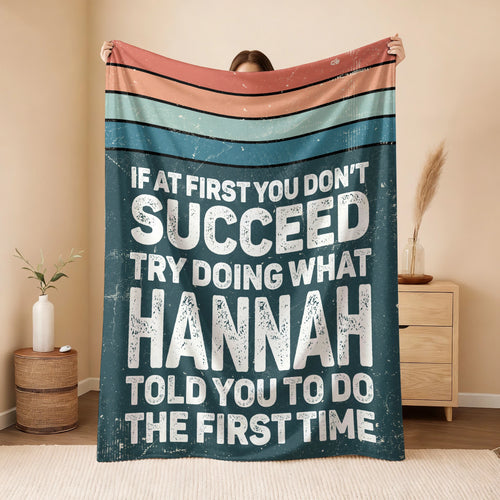 If At First You Don’t Succeed Retro Green Fleece Blanket HANNAH 13K1 BK29