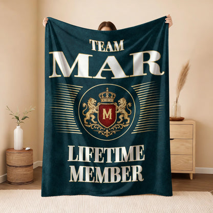 Team Your Name Lifetime Member Sage Green Fleece Blanket MAR 13K1 BK42