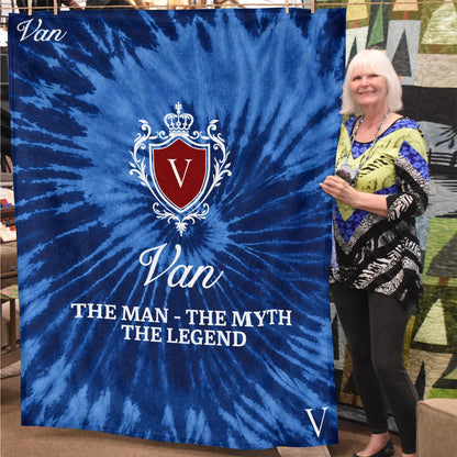 The Man The Myth The Legend Blue Waves Fleece Blanket VAN 13K1 BK11