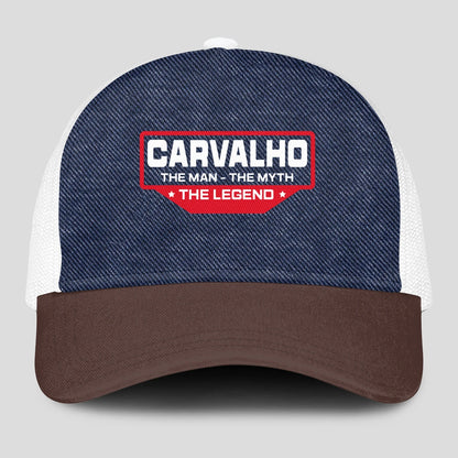 The Man The Myth The Legend Navy Brown And White Mesh Cap CARVALHO 13K1 C200PF