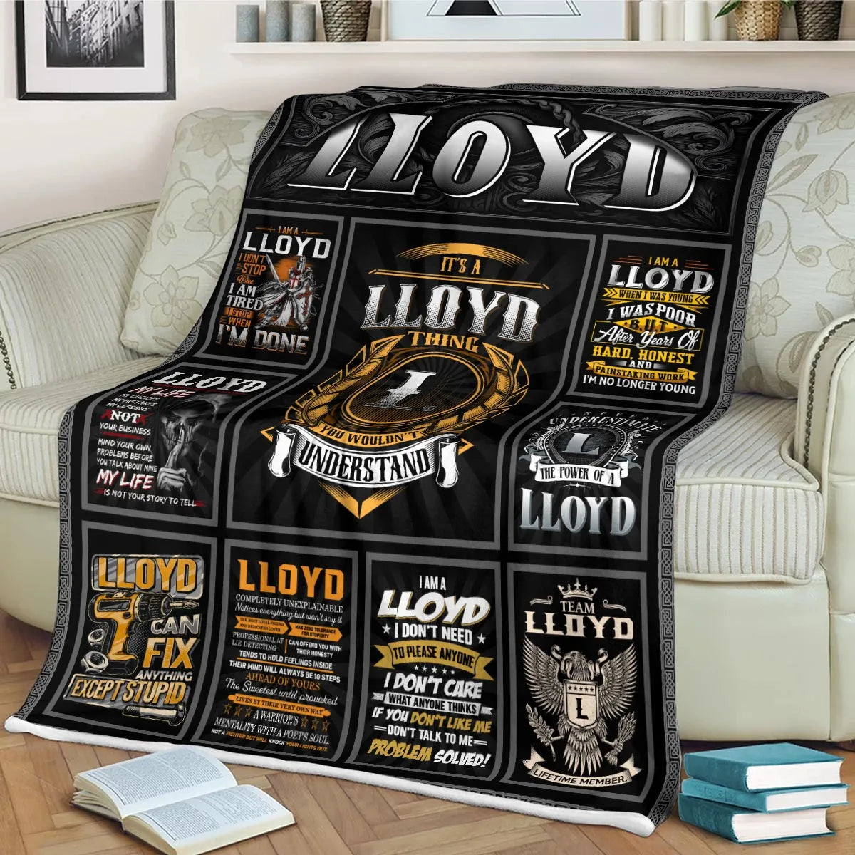 LLOYD Personalized Blanket | Custom Name Cozy Throw Gift 13K2-BK2