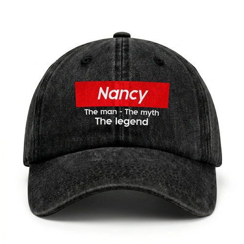 Your Name The Man The Myth The Legend Red Logo Washed Cap NANCY 13K1 C130PF