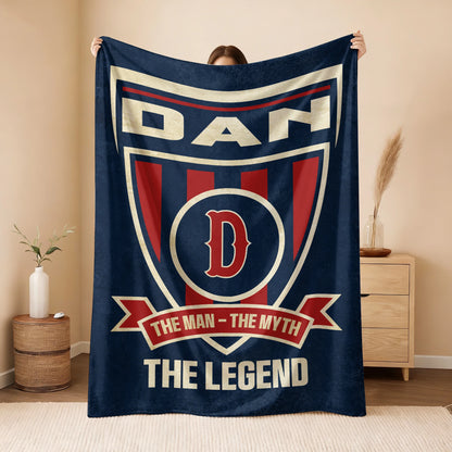 The Man The Myth The Legend Blue Burgundy Baseball Blanket DAN 13K1 BK18