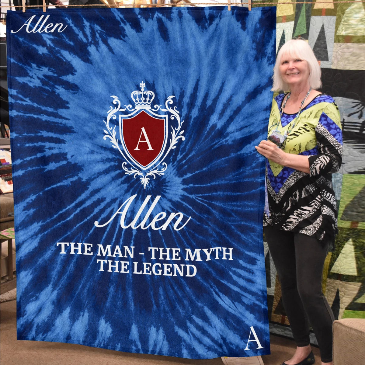 The Man The Myth The Legend Blue Waves Fleece Blanket ALLEN 13K1 BK11
