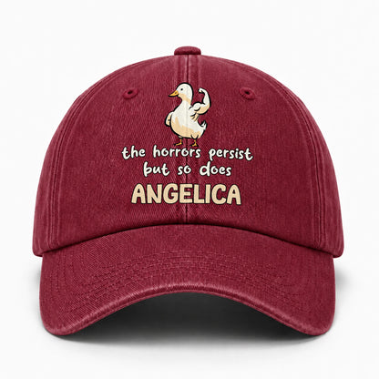 The Horrors Persist But So Does Your Name Funny Goose Burgundy Washed Cap ANGELICA 13K1 C126PF