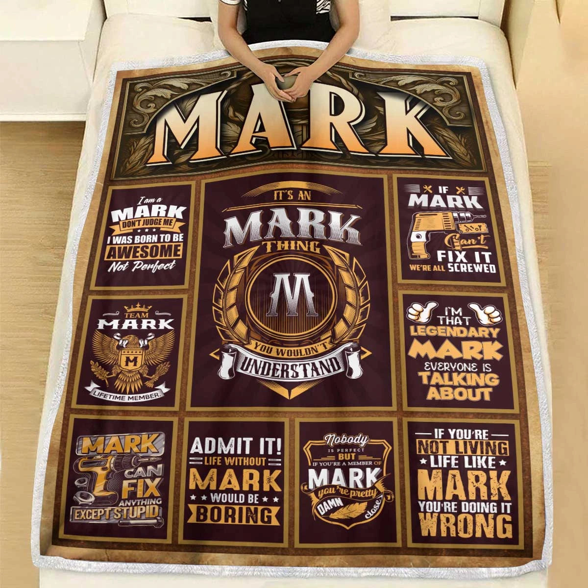 MARK Personalized Blanket | Custom Name Cozy Throw Gift 13K1-BK4