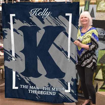 The Man The Myth The Legend Navy Baseball Fleece Blanket KELLY 13K1 BK17
