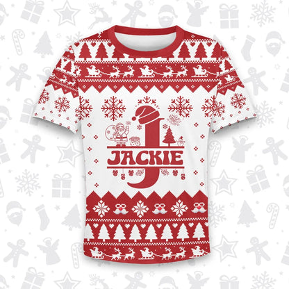 JACKIE Personalized Christmas T-Shirt Pajama Set - Holiday Gift Outfit 13K1-CR2