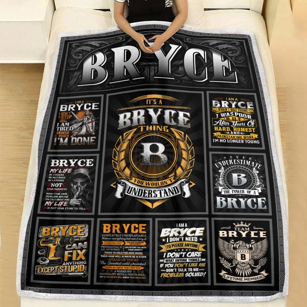 BRYCE Personalized Blanket | Custom Name Cozy Throw Gift 13K4-BK2