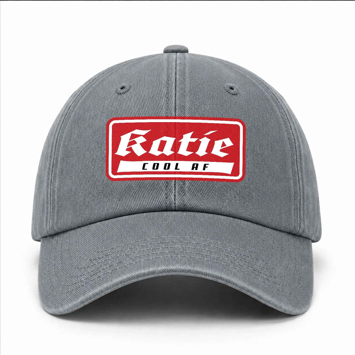 Your Name Cool Af Red Logo Funny Washed Cap KATIE 13K1 C79PF