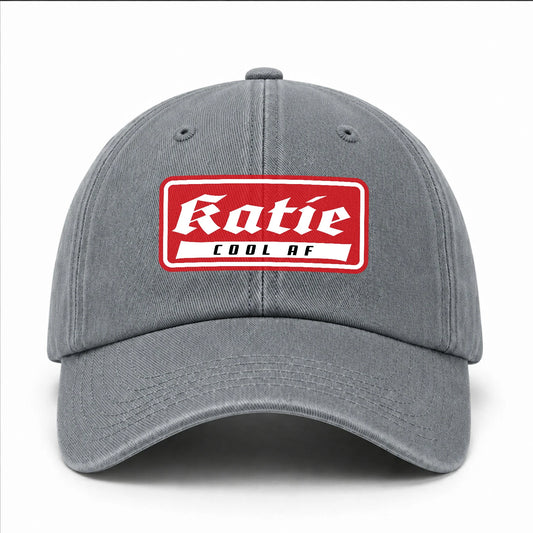 Your Name Cool Af Red Logo Funny Washed Cap KATIE 13K1 C79PF