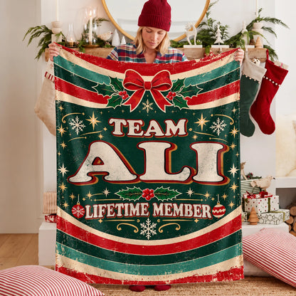 Team Your Name Lifetime Member Christmas Fleece Blanket ALI 13K1 BK52