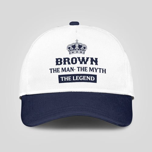 The Man The Myth The Legend King Crown Blue And White Cap BROWN 13K1 C147PF