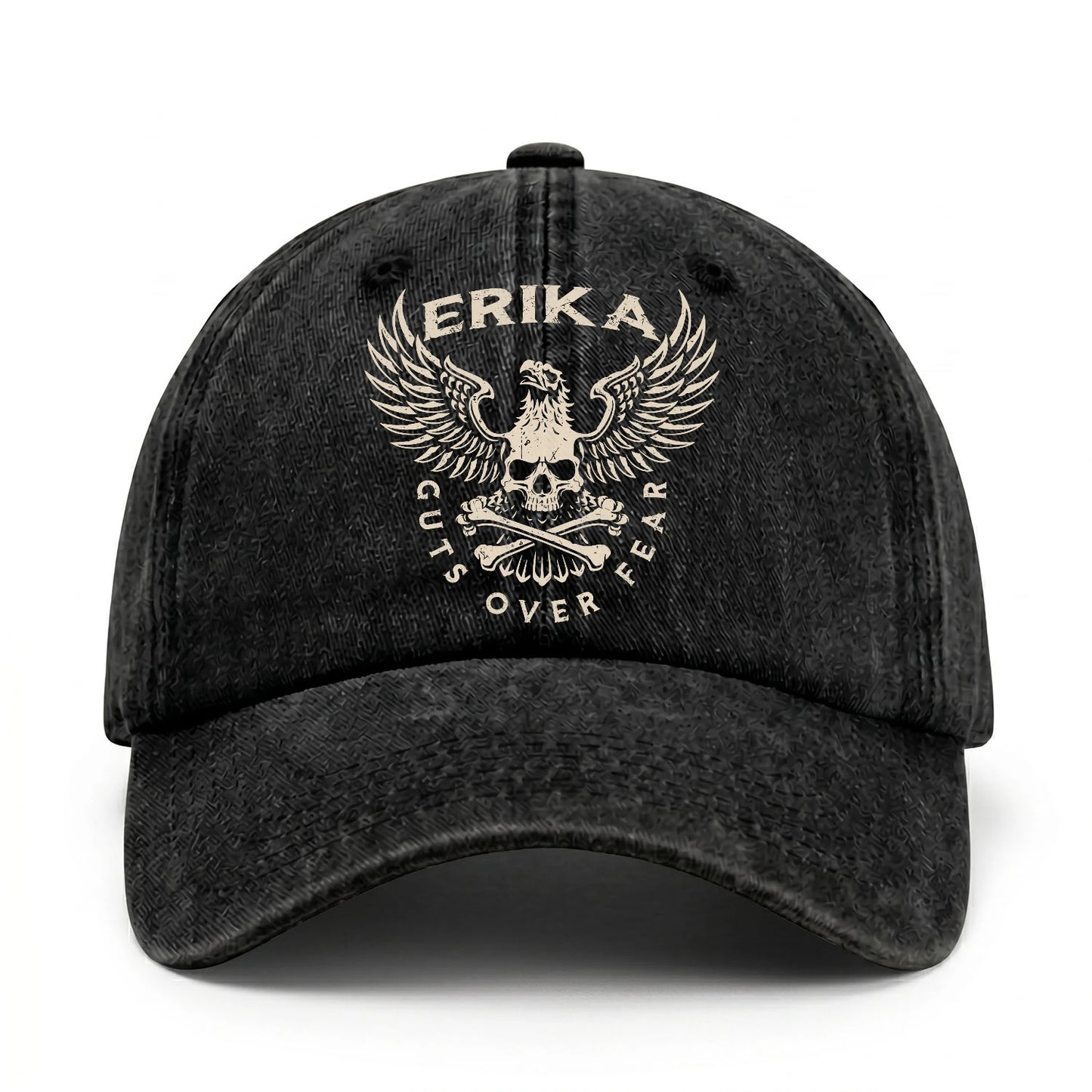 Your Name Guts Over Fear With Eagle And Skull Washed Cap ERIKA 13K1 C75PF