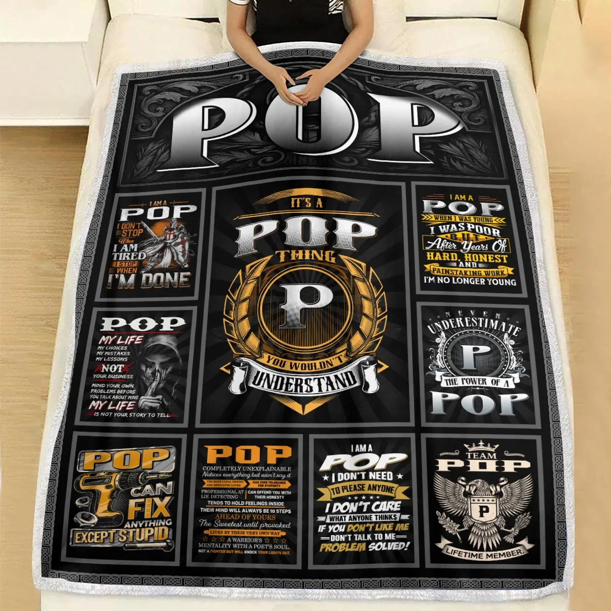 POP Personalized Blanket | Custom Name Cozy Throw Gift 13K3-BK2