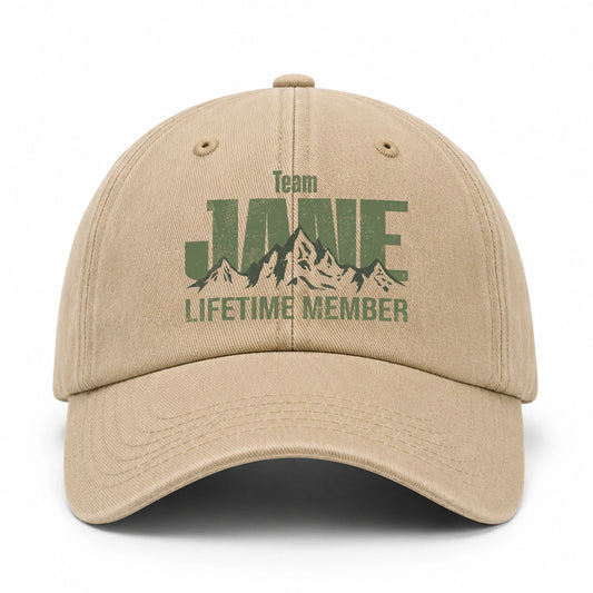 Team Your Name Lifetime Member Mountain Cap JANE 13K1 C58PF
