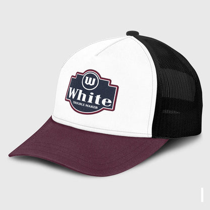 Trouble Maker Burgundy And White Funny Mesh Cap WHITE 13K1 C201PF