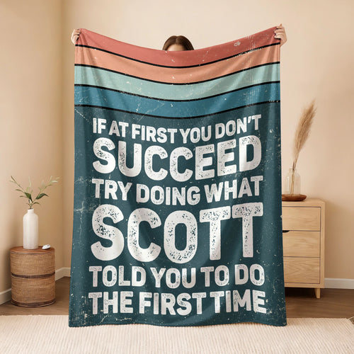 If At First You Don’t Succeed Retro Green Fleece Blanket SCOTT 13K1 BK29
