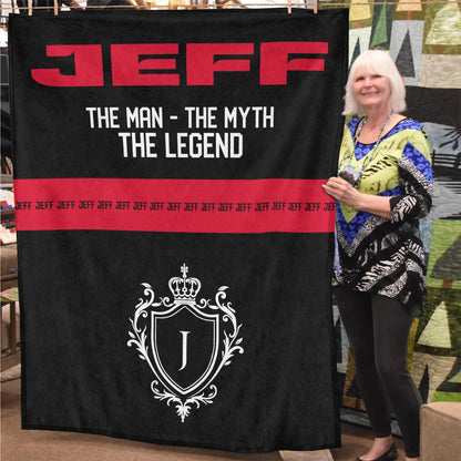 The Man The Myth The Legend Black Red Fleece Blanket JEFF 13K1 BK14