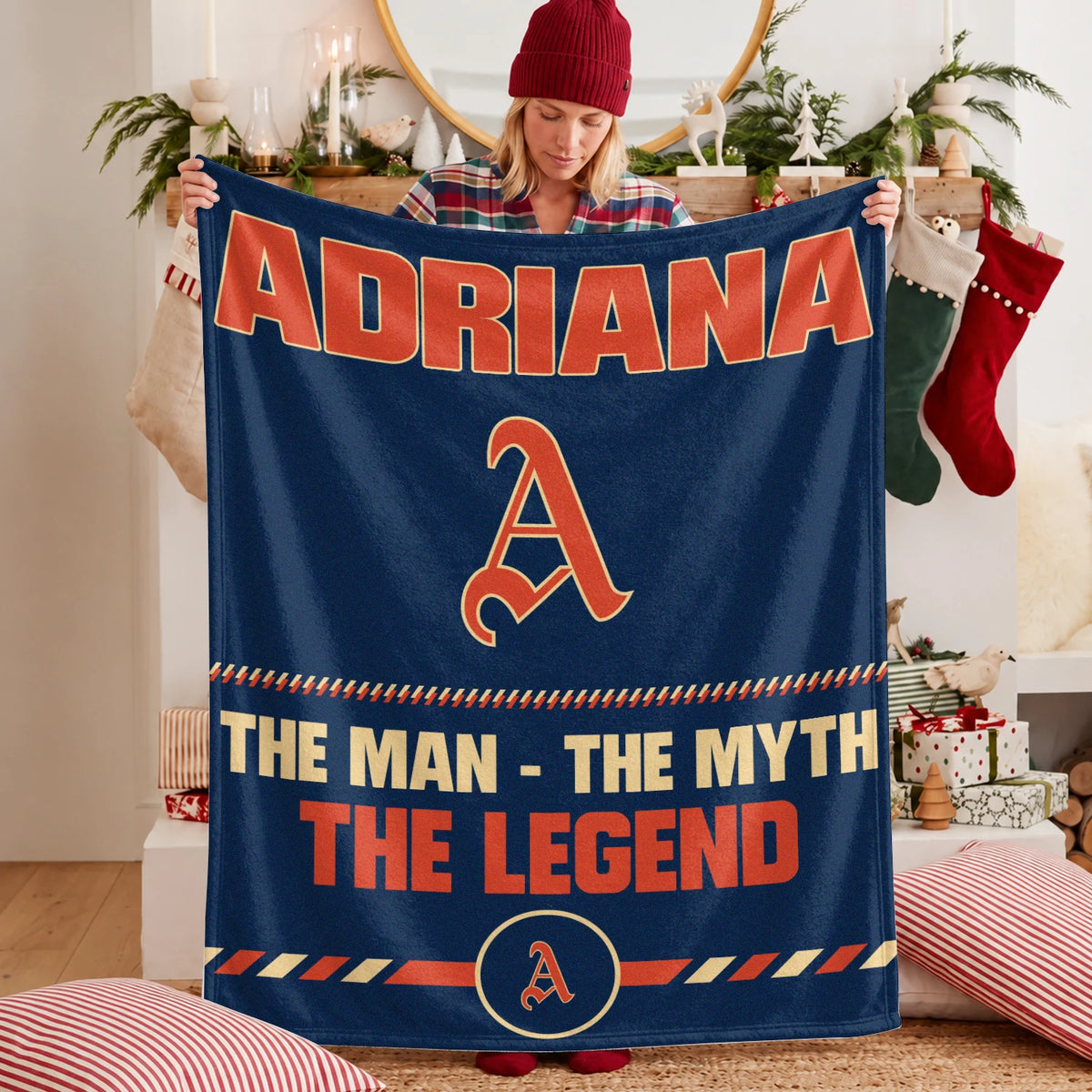 The Man The Myth The Legend Retro Fleece Blanket ADRIANA 13K1 BK53