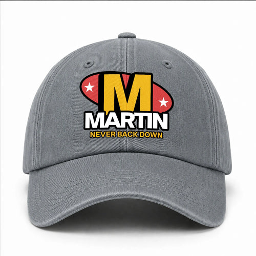 Never Back Down With Your Name And Initial Letter Washed Cap MARTIN 13K1 C82PF