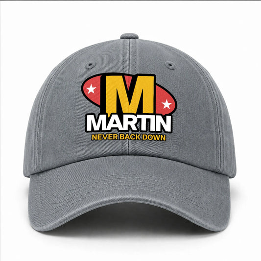 Never Back Down With Your Name And Initial Letter Washed Cap MARTIN 13K1 C82PF