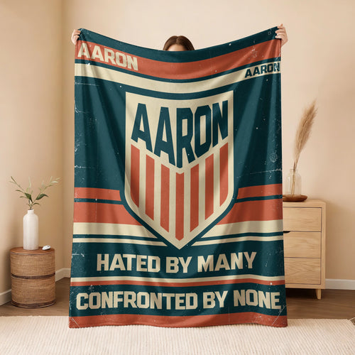 Hated By Many Confronted By None Retro Fleece Blanket AARON 13K1 BK58