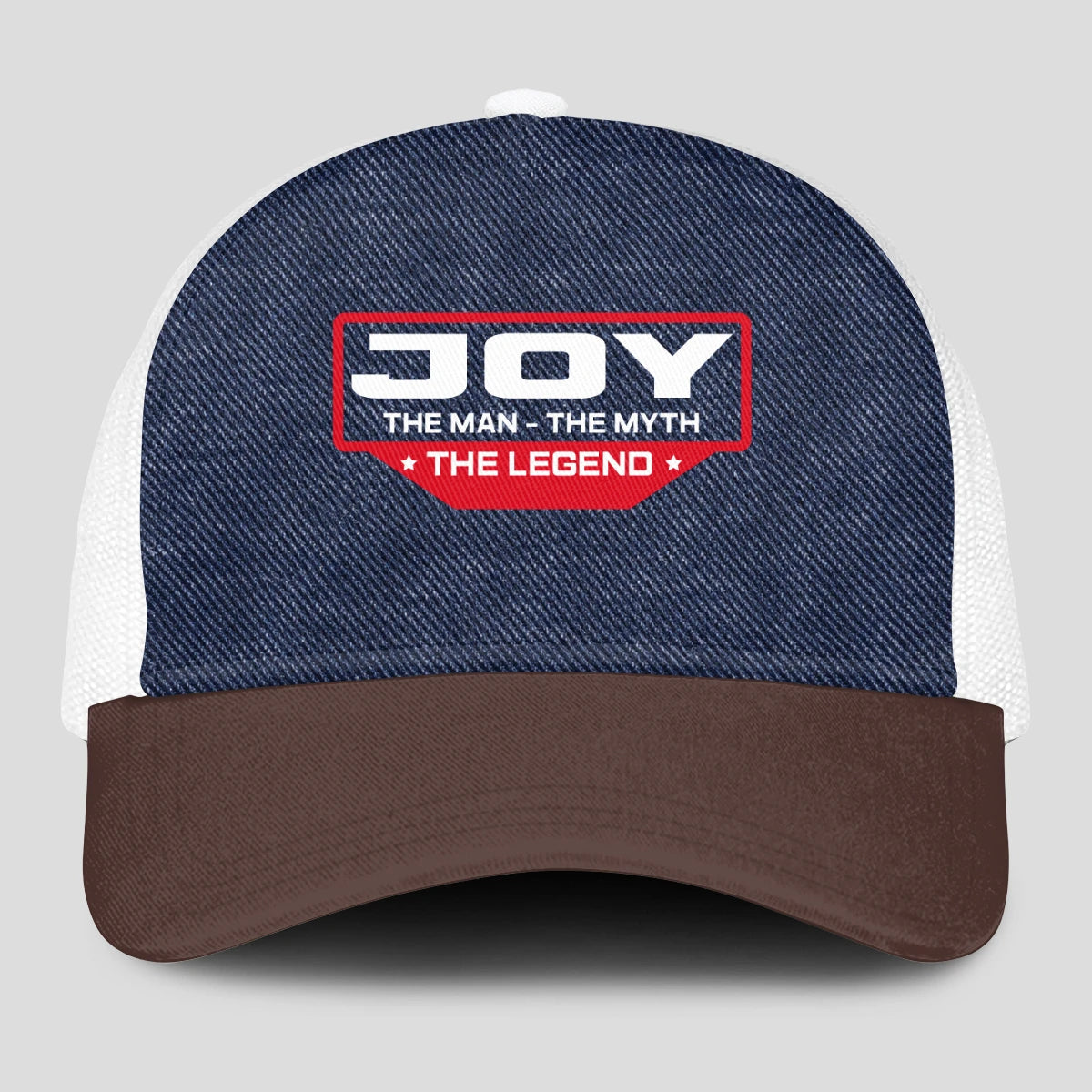 The Man The Myth The Legend Navy Brown And White Mesh Cap JOY 13K1 C200PF