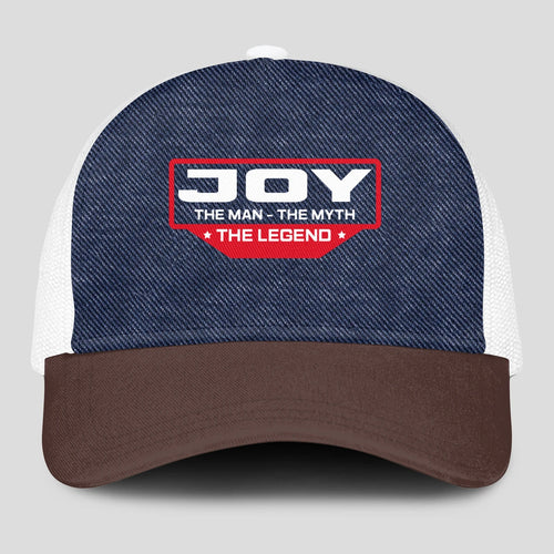 The Man The Myth The Legend Navy Brown And White Mesh Cap JOY 13K1 C200PF