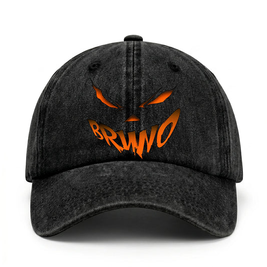Your Name Jack O' Lantern Halloween Washed Cap BRUNO 13K1 C100PF