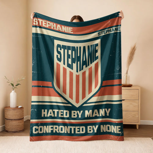 Hated By Many Confronted By None Retro Fleece Blanket STEPHANIE 13K1 BK58