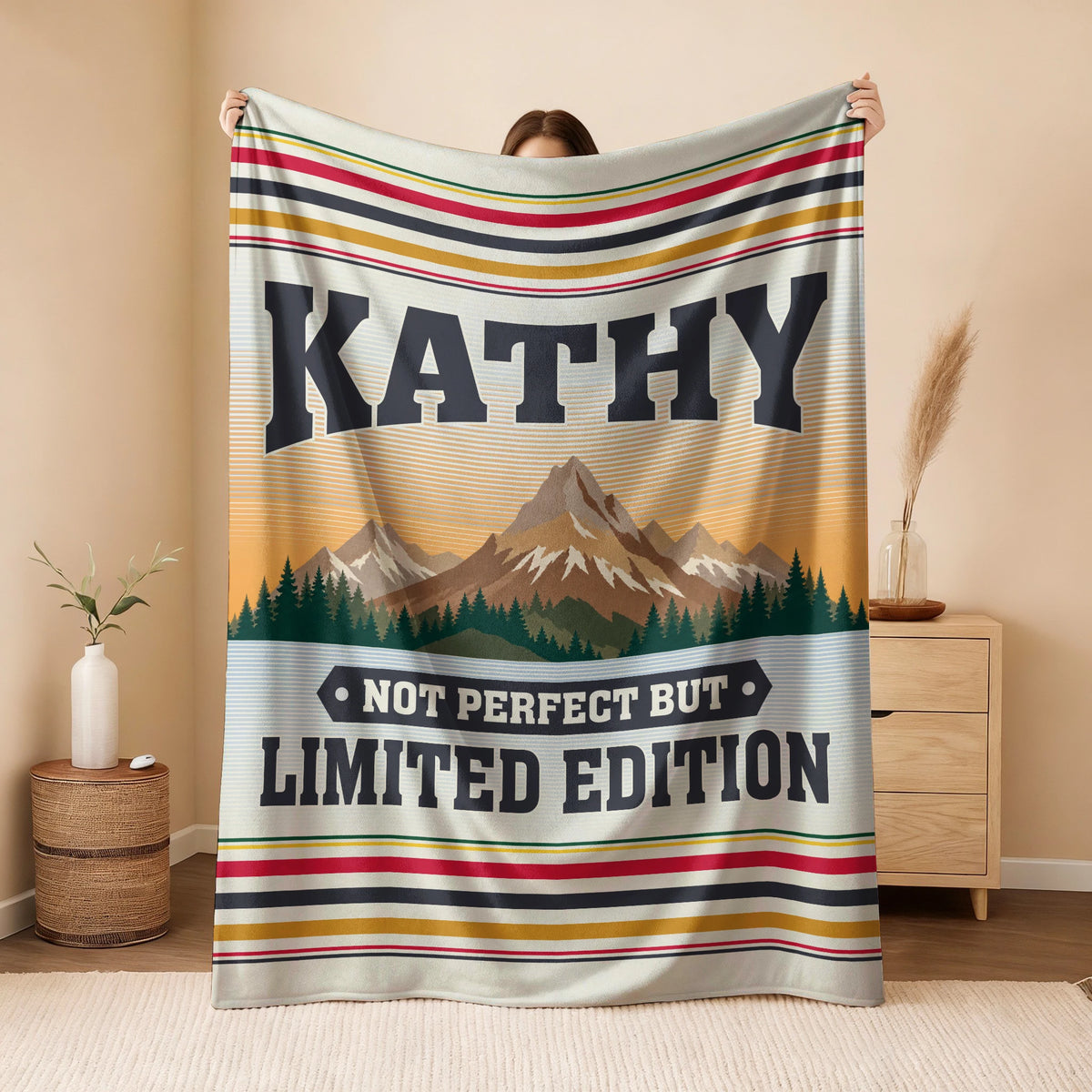 Not Perfect But Limited Edition Vintage Mountain Fleece Blanket KATHY 13K1 BK45