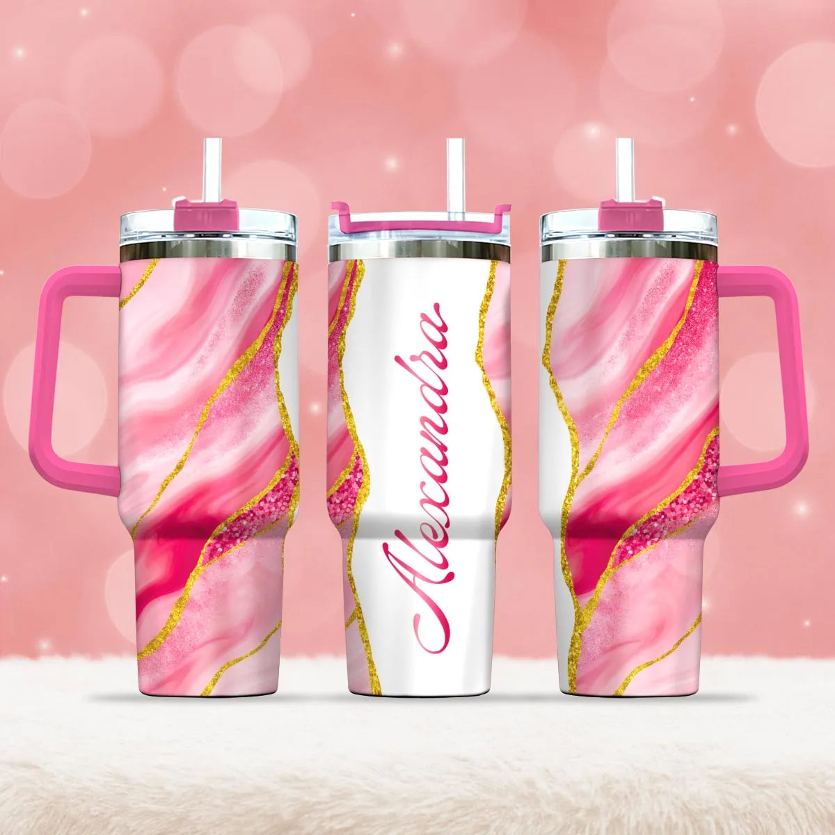 ALEXANDRA 40oz Personalized Tumbler Cup with Straw | Custom Stainless Steel Mug 13K1-TB1