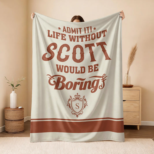 Life Without Your Name Would Be Boring Cream Terracotta Blanket SCOTT 13K1 BK24
