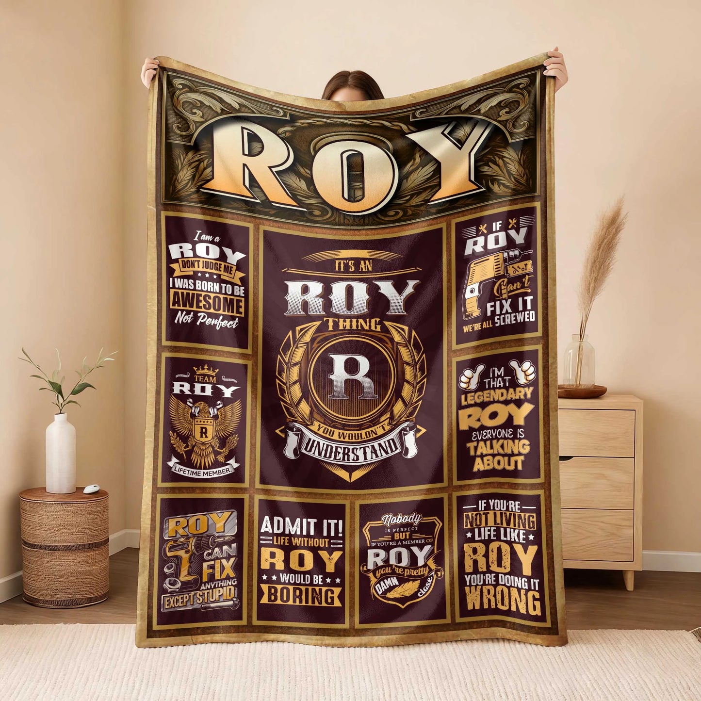 ROY Personalized Blanket | Custom Name Cozy Throw Gift 13K1-BK4
