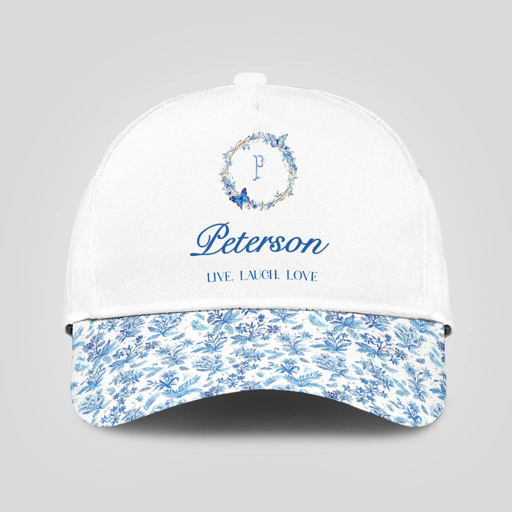 Live Laugh Love Blue Flowers Cap PETERSON 13K1 C50PF