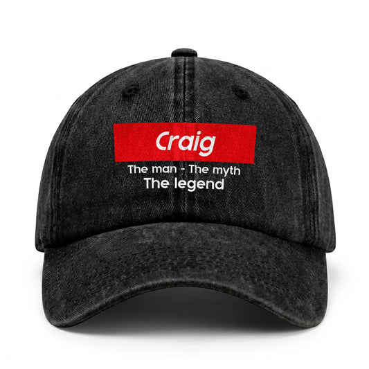 Your Name The Man The Myth The Legend Red Logo Washed Cap CRAIG 13K1 C130PF