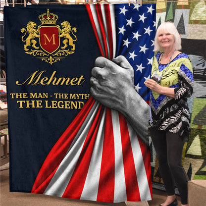 The Man The Myth The Legend America Flag 3D Fleece Blanket MEHMET 13K1 BK12