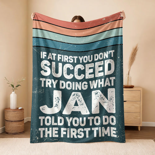 If At First You Don’t Succeed Retro Green Fleece Blanket JAN 13K1 BK29
