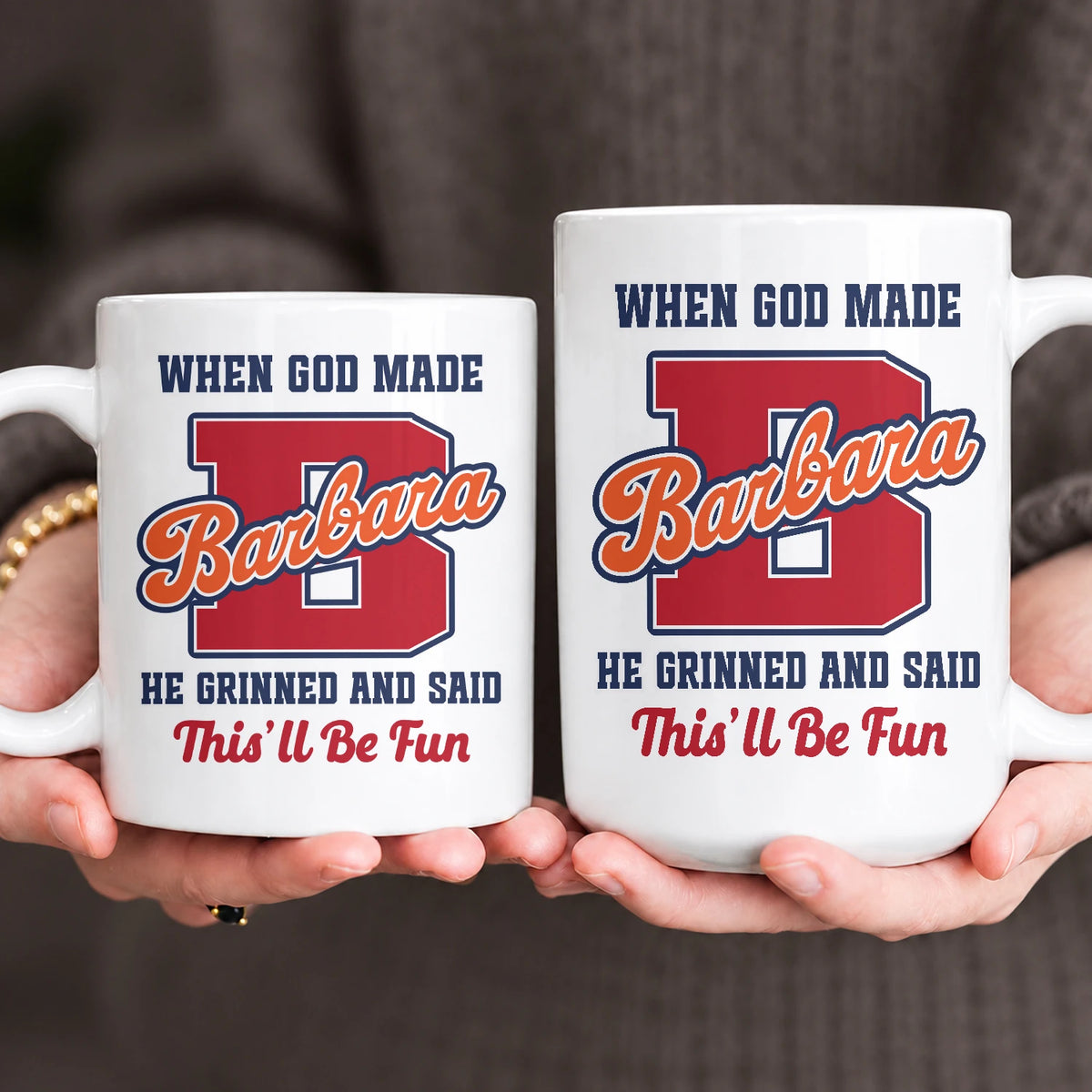 When God Made Your Name Personalized Baseball Mug BARBARA 13K1 MG07