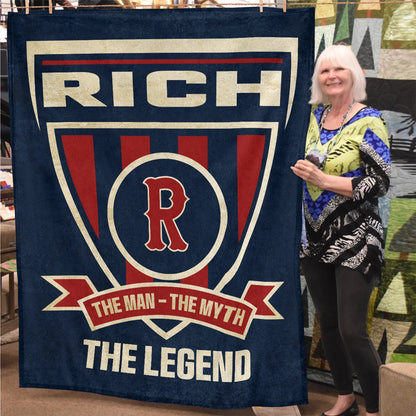 The Man The Myth The Legend Blue Burgundy Baseball Blanket RICH 13K1 BK18