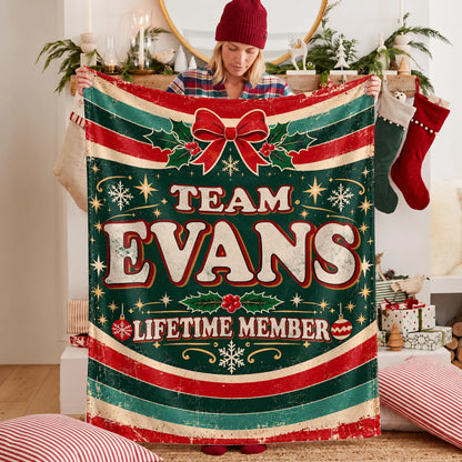 Team Your Name Lifetime Member Christmas Fleece Blanket EVANS 13K1 BK52