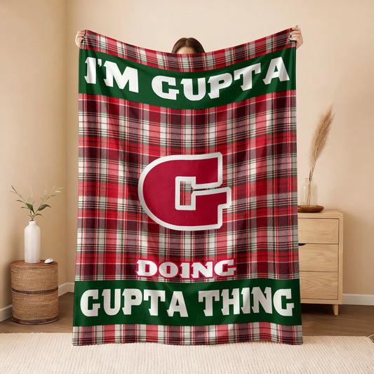 I'm Name Doing Name Things Red Plaid Fleece Blanket GUPTA 13K1 BK49