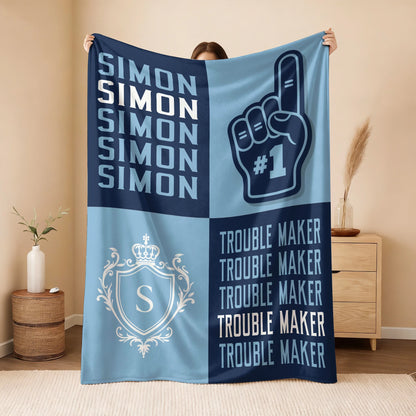 Trouble Maker Funny Blue Fleece Blanket SIMON 13K1 BK21