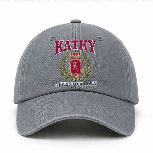 Your Name Never Back Down Royal Washed Cap KATHY 13K1 C77PF