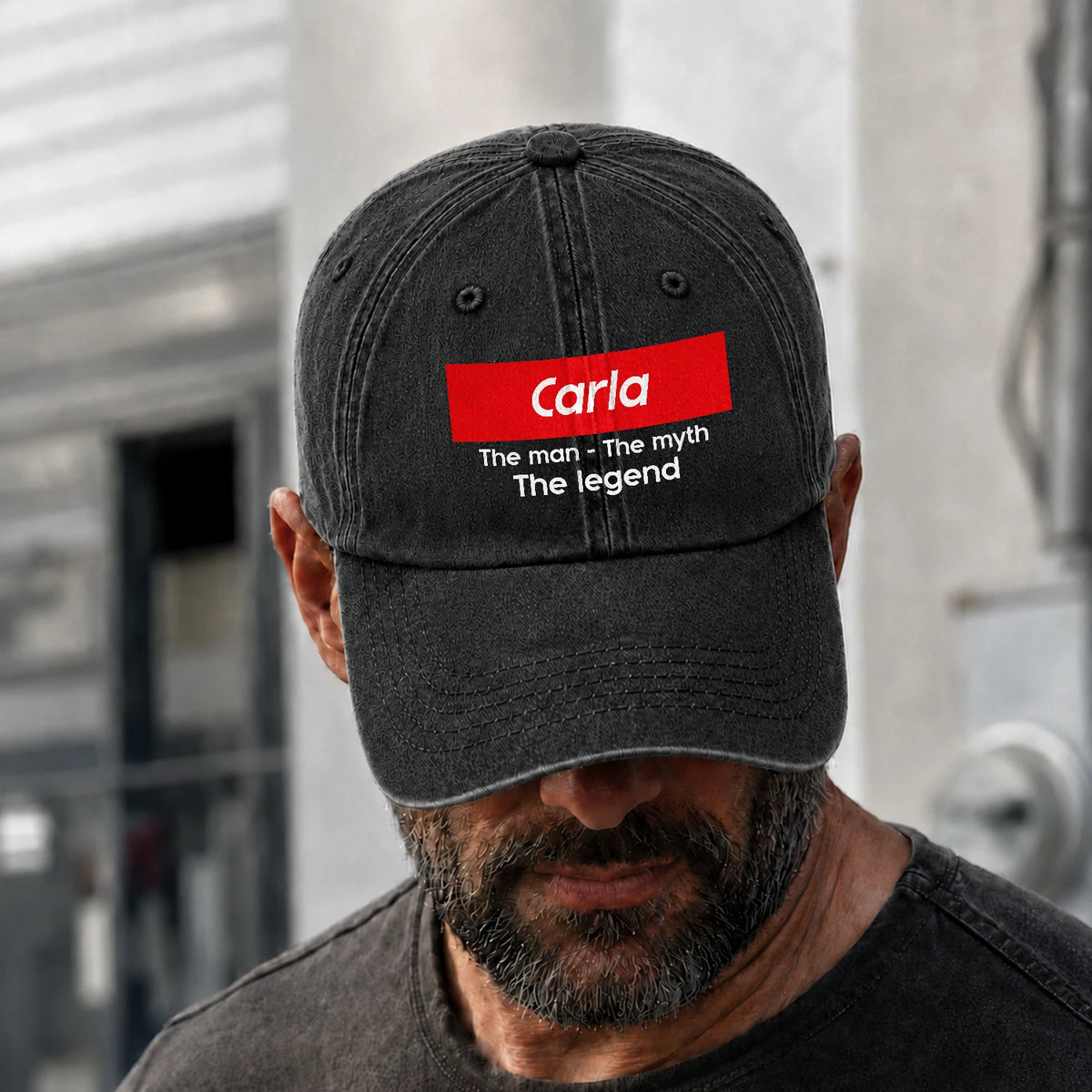 Your Name The Man The Myth The Legend Red Logo Washed Cap CARLA 13K1 C130PF